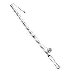 fishing rod hand drawn illustration