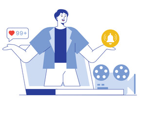 Content creator are making live session. Content creator illustration.