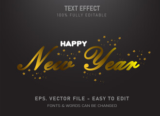Realistic 3D gold happy new year text effects can be edited to suit your needs