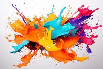 Abstract background of vibrant colorful paint splashes on black background