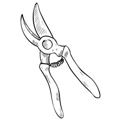 digging fork hand drawn illustration