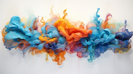 A 3D wall artwork inspired by fluid ink splashes, frozen in time to capture the essence of spontaneous creativity. - obrazy, fototapety, plakaty