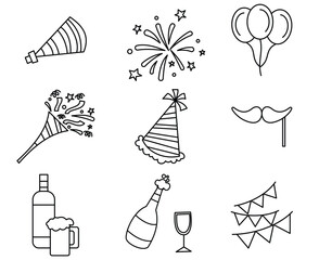 happy new year icon in line style