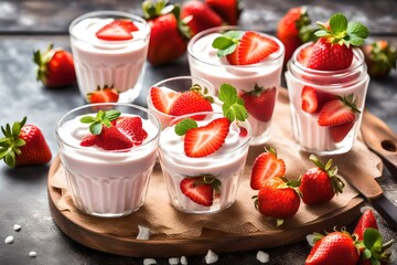 yogurt with strawberries and cream