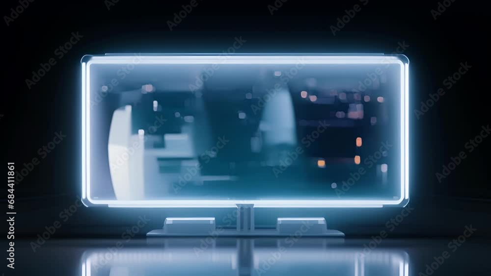 Poster a silver rectangularshaped tv with bulky round s facing outwards. it has a simple design with a blac