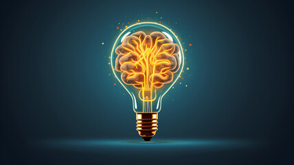 Creative idea with brain and light bulb