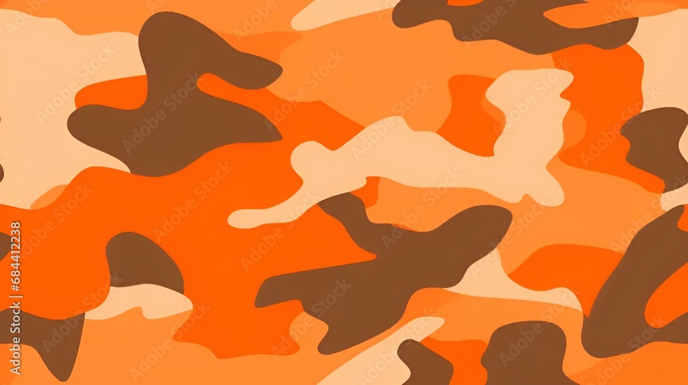 Wall mural orange camouflage pattern | generative ai