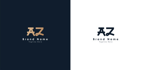 AZ Chinese design letters logo - obrazy, fototapety, plakaty