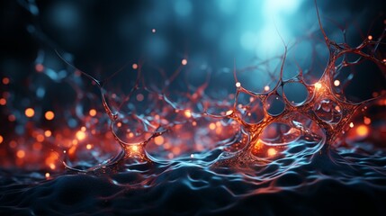 A close-up of a neuron firing in intricate detail.