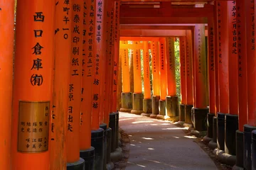 Foto op Aluminium Fushimi Inari-taisha Shrine in Koto, Japan built in 1499, it's the icon of a path lined with thousands of torii gate  © coward_lion