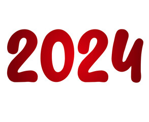 Number 2024 gradient red on transparent background for new year concept design elements.