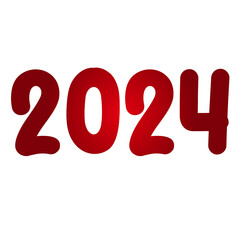 Number 2024 gradient red on transparent background for new year concept design elements.