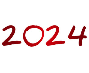Number 2024 gradient red on transparent background for new year concept design elements.