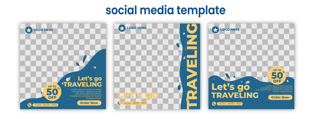 traveling social media post template. Suitable for social media post, and web ads

