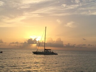 sailboat at sunset