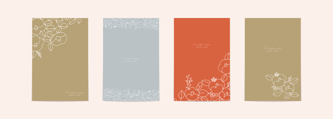 年賀状用椿のイラスト。椿の和風イラストポストカードセット。和風フレームのテンプレート。Clip art of camellia for New Year's card. Japanese-style illustration of camellia postcard set. Japanese style frame template.