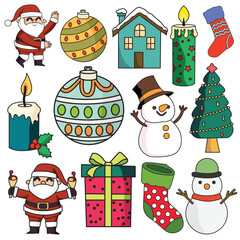 Christmas set vector illustration, suitable for icon, sticker or graphic design element