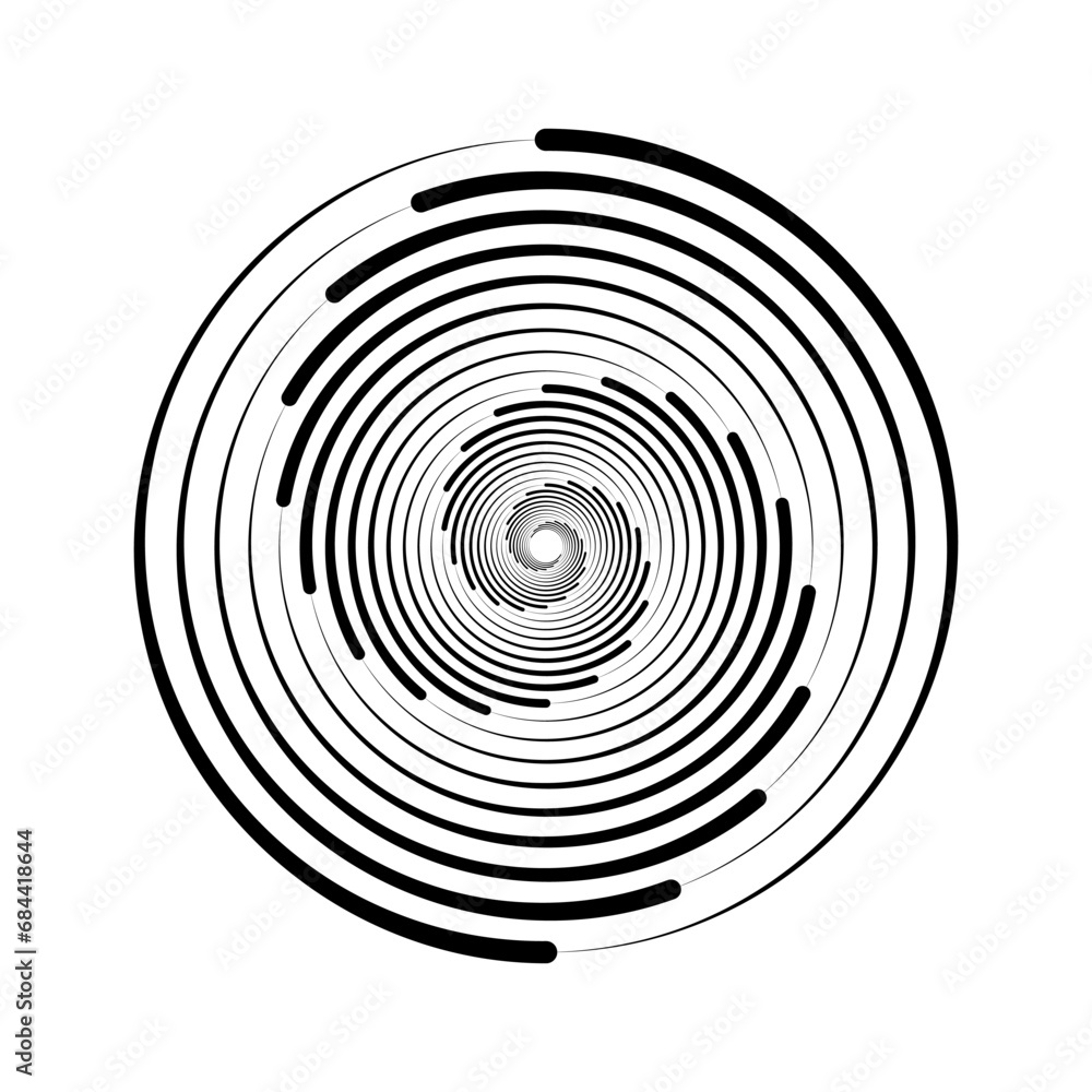 Poster spiral lines element. radial spinning stripes texture. circle swirl shape. abstract round geometric 