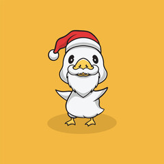 Cute duck on christmas illustration