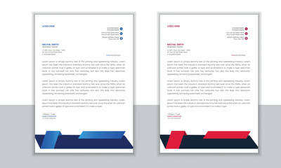 Clean and professional corporate company business letterhead template design with two color variation