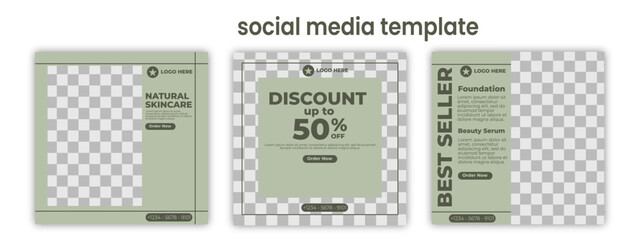 Social media post template for beauty. Suitable for social media post, and web ads