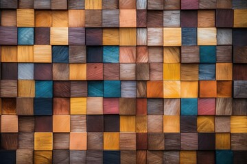 Abstract wood texture block stack on the wall for background, Abstract art wood texture architecture block for backdrop, Generative AI 