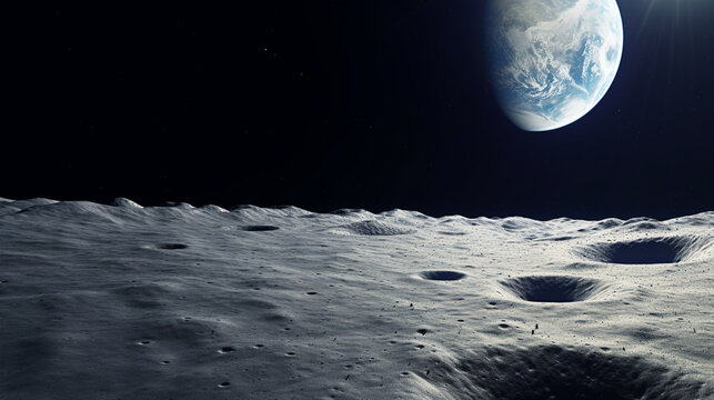 月面に昇る地球のイメージ図