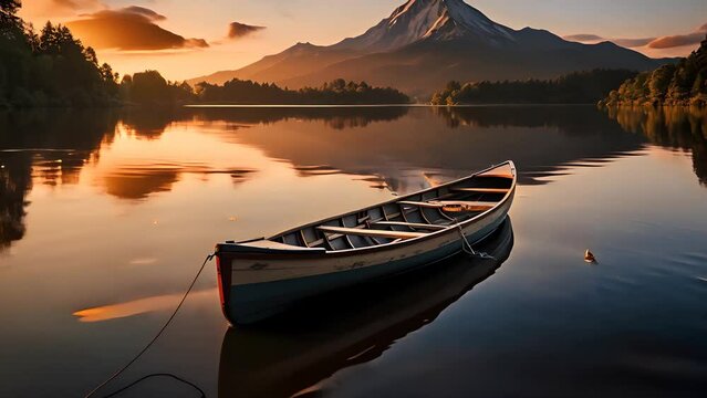 A canoe on the lake footage