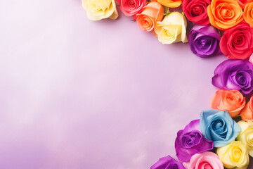 Rainbow roses background with empty spaec. LGBT+ Pride design