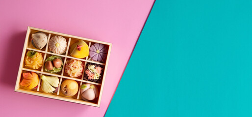 Japanese traditional sweets Nerikiri made from bean paste