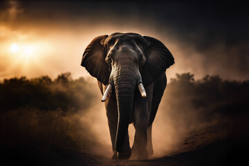 Fototapeta na wymiar african elephant at sunset