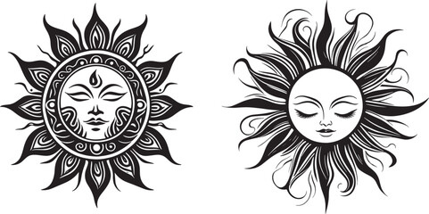 Set of sun logo symbol
