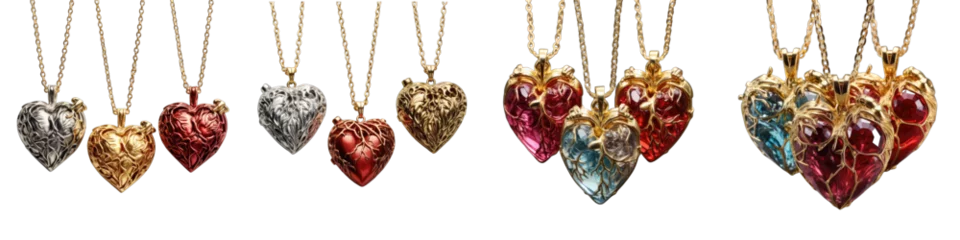 Foto op Plexiglas Heart shaped necklaces Hyperrealistic Highly Detailed Isolated On Transparent Background Png File © Wander Taste