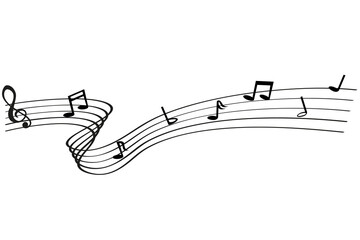 vector musical note waving line, partitur