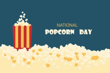 Foto op Plexiglas National Popcorn Day background. Vector illustration design. © Ekaterina