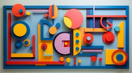A retro-inspired 3D wall art with a pop art theme, featuring bold shapes and vibrant colors.