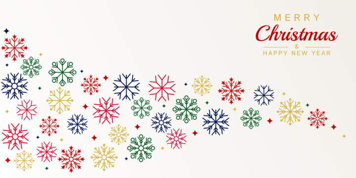 christmas background with colorful snow icon decoration. design free copy space area. vector for banner, poster, greeting card, social media.