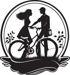 Young couple with bike love concept vector