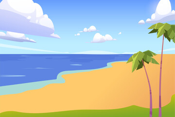 Fototapeta na wymiar Flat summer beach landscape background