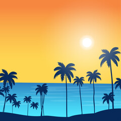Fototapeta na wymiar gradient beach sunset landscape background