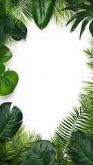 Frame made of fresh green tropical leaves design