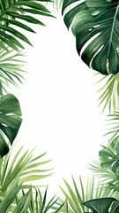 summer tropical leaf frame Tropical palm leaves background - obrazy, fototapety, plakaty