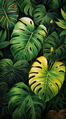 Tropical leaves and plants isolated