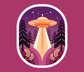 UFO in the forest at night