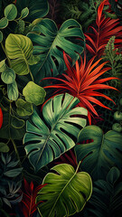 various tropical leaves design