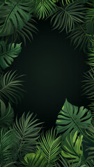 Fototapeta na wymiar Leaf banner with green tropical leaves