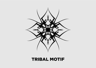 Vector illustration of tribal floral symmetrical black mandala