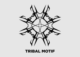 Vector illustration of tribal floral symmetrical black mandala