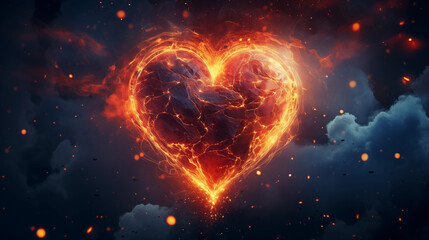 fiery heart, fire, heart, love, separation, broken heart,