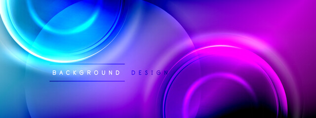 Circles lines and bubbles on bright glowing effect gradient with light and shadow effects. Dynamic interplay of light, shadow and depth. Futuristic and rhythmic technology design
